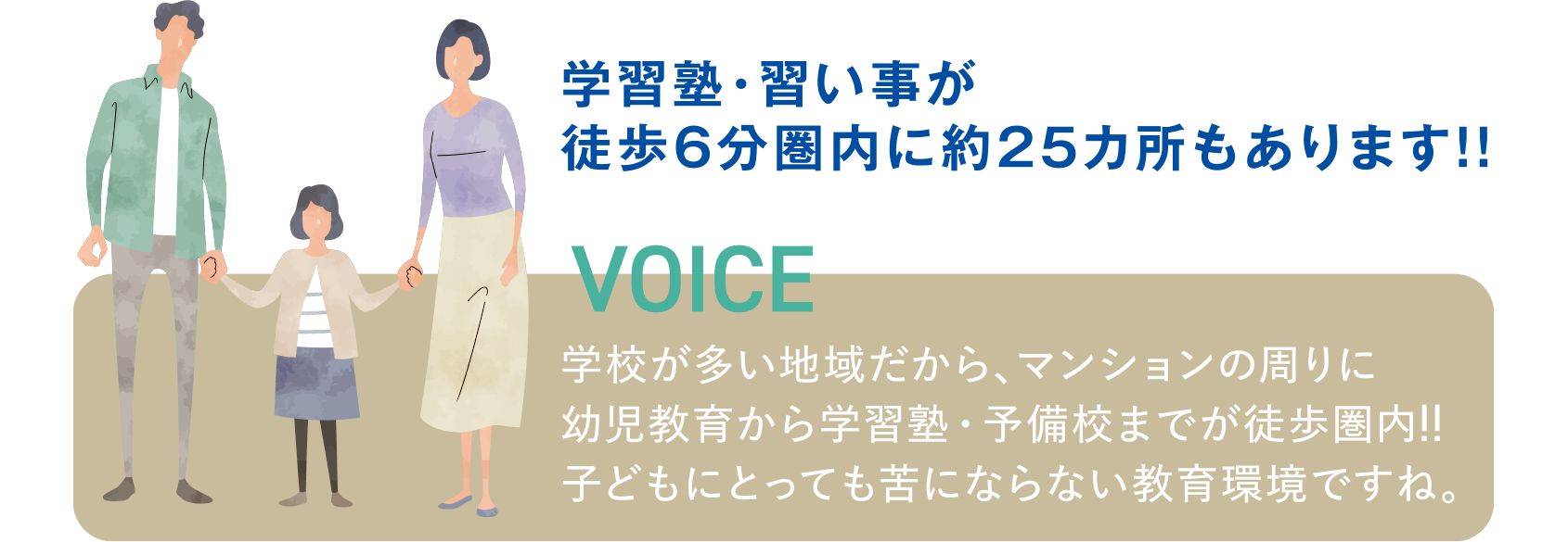 学習塾・習い事が徒歩6分圏内に約25カ所もあります!!